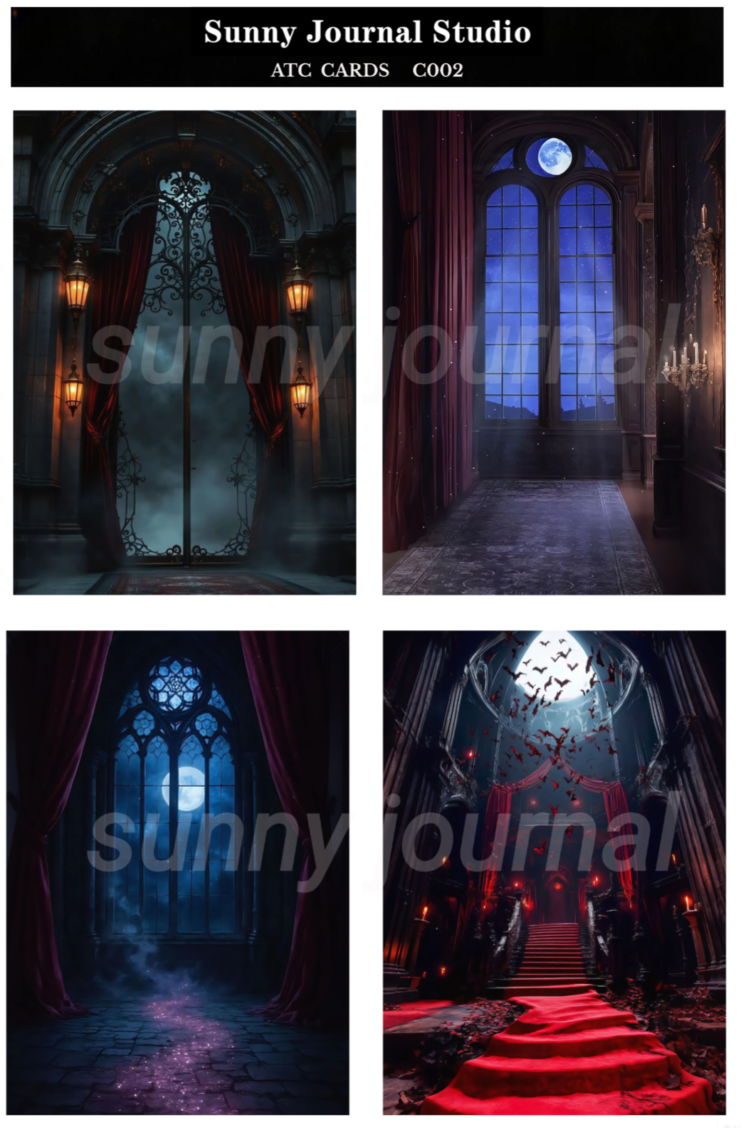 C002-Gothic ATC Card 20 iamges/5pcs 300GSM Paper Card / Self-cut Required
