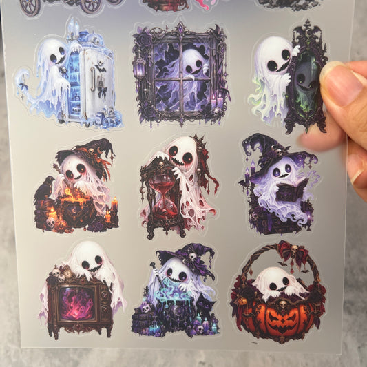 A0217--Halloween Cute Ghost PET Sticker 1 Pcs A5 Size