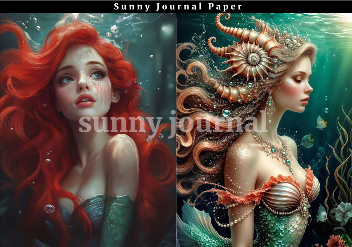 B0033- Ocean Mermaid A5 paper 20 images no repeat