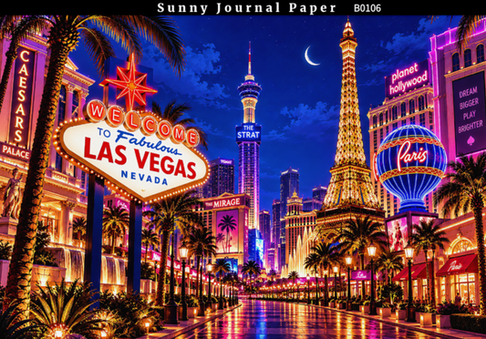 B0106-LAS VEGAS Nightscape Horizontal A5 paper 15pcs no repeat