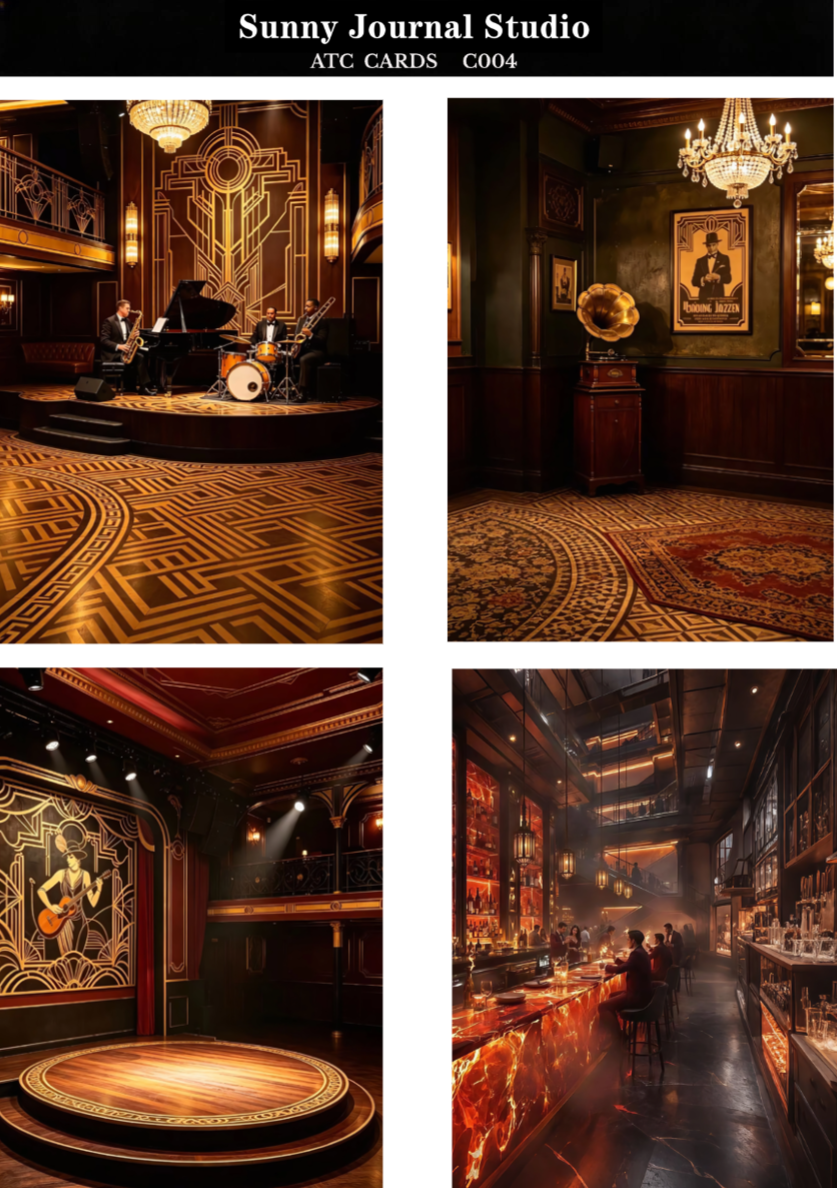 C004-Luxury Bar Background ATC Cards 20 iamges 300GSM Paper Card / Self-cut Required