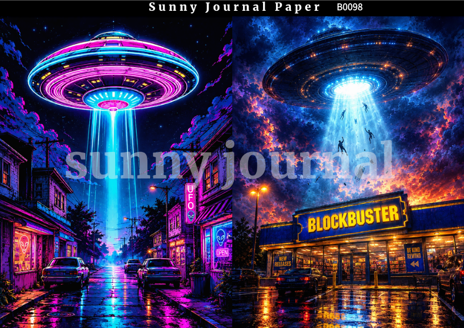 B0098--Comic UFO Scene Background A5 paper 10pcs no repeat