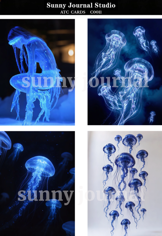 C0011-Klain Blue ATC Cards 20 iamges 300GSM Paper Card / Self-cut Required