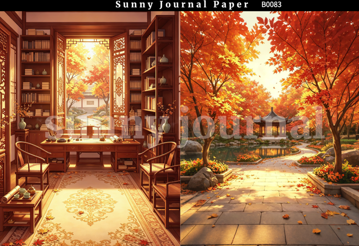 B0083-Traditional Autumn Scenery A5 paper 10pcs no repeat