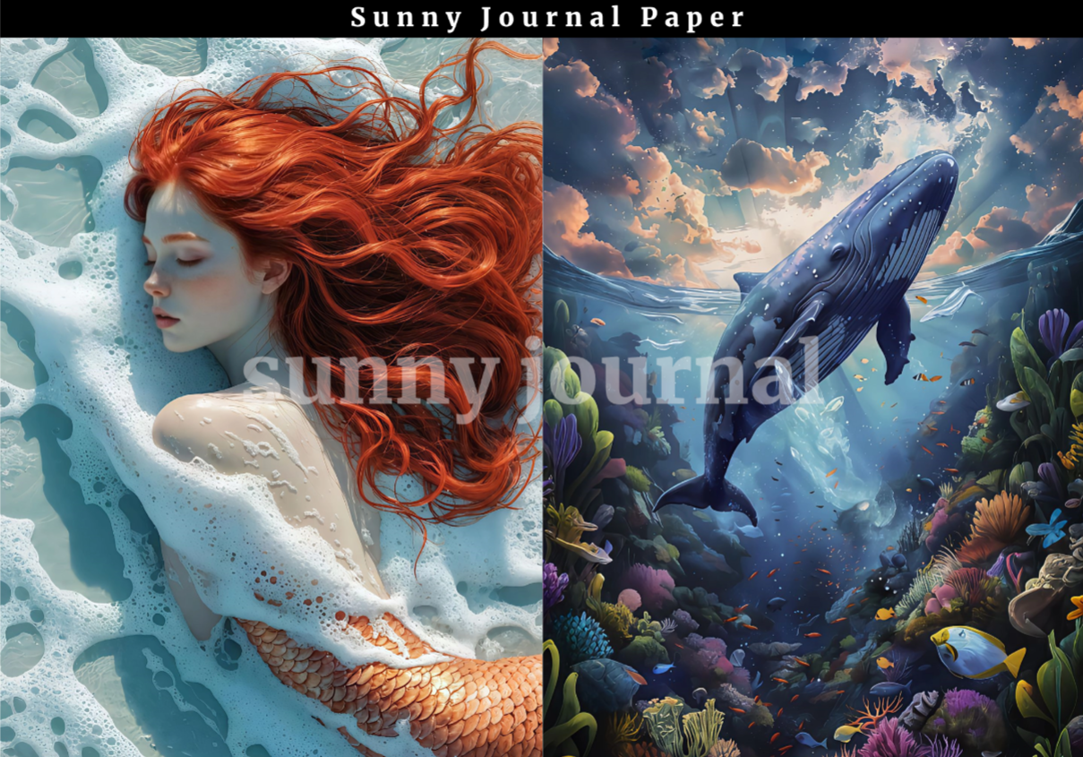 B0033- Ocean Mermaid A5 paper 20 images no repeat