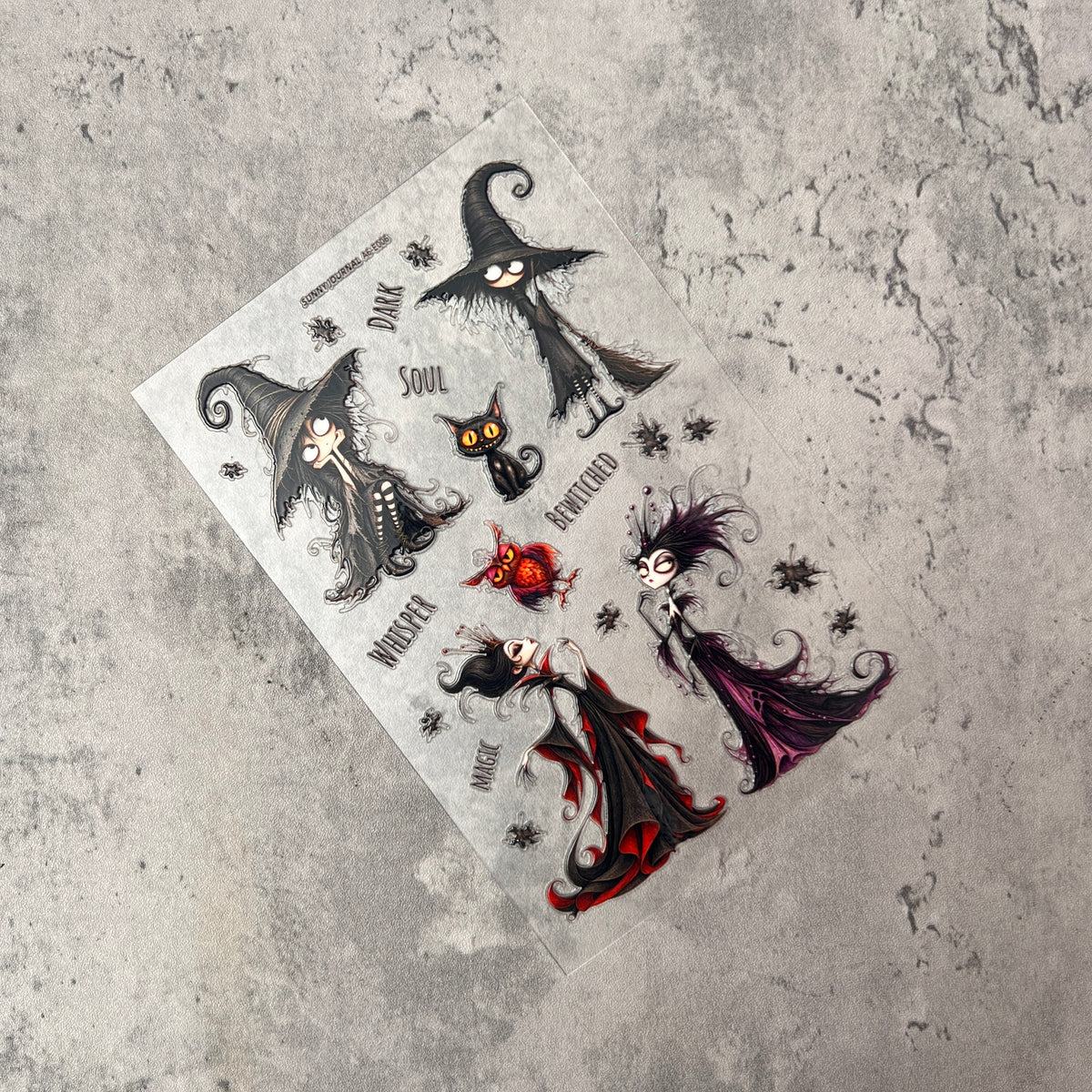 E006--Spooky Cute Witch& Queen 3D Embossed Sticker 1 Pcs A6 Size 10X15cm=4x6inch