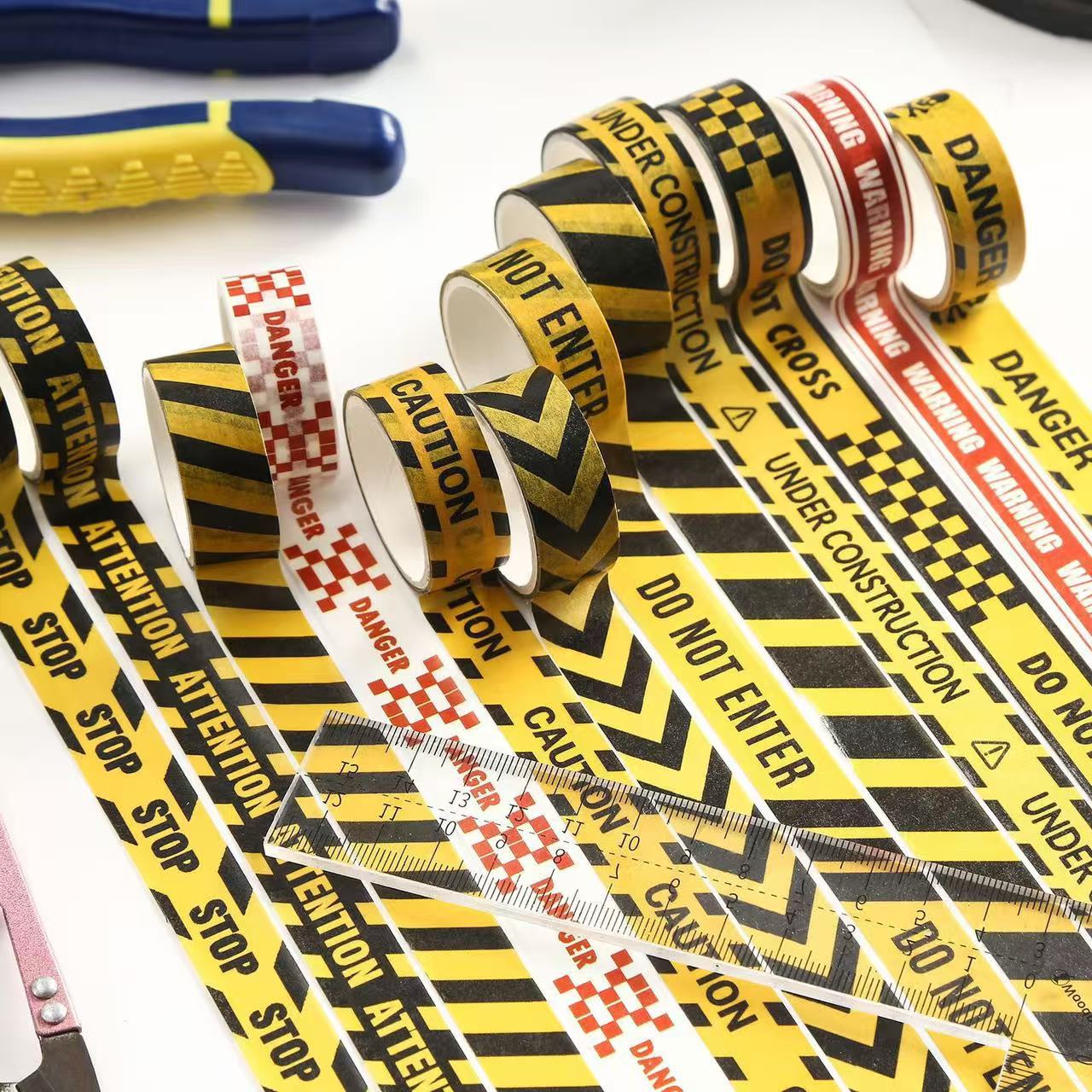 Washi Tape Set Caution Warning Cross-border 12 pcs rolls 1.5cm*2m