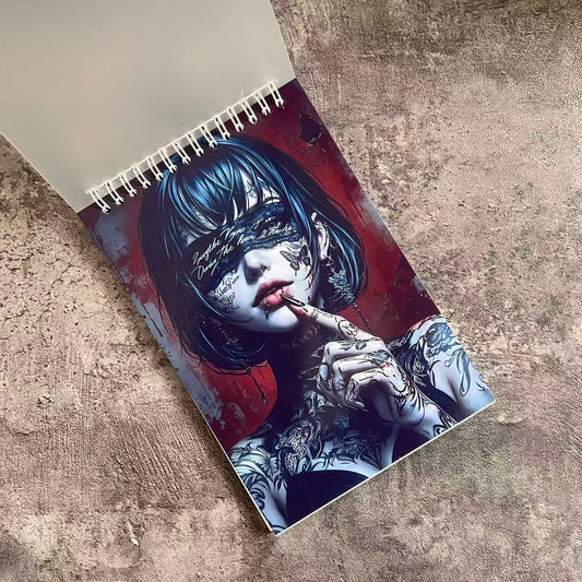Gothic Tatoo Girl A5 Spiral Journal Paper Books  (60 blank pages,Double-Sided Protective)