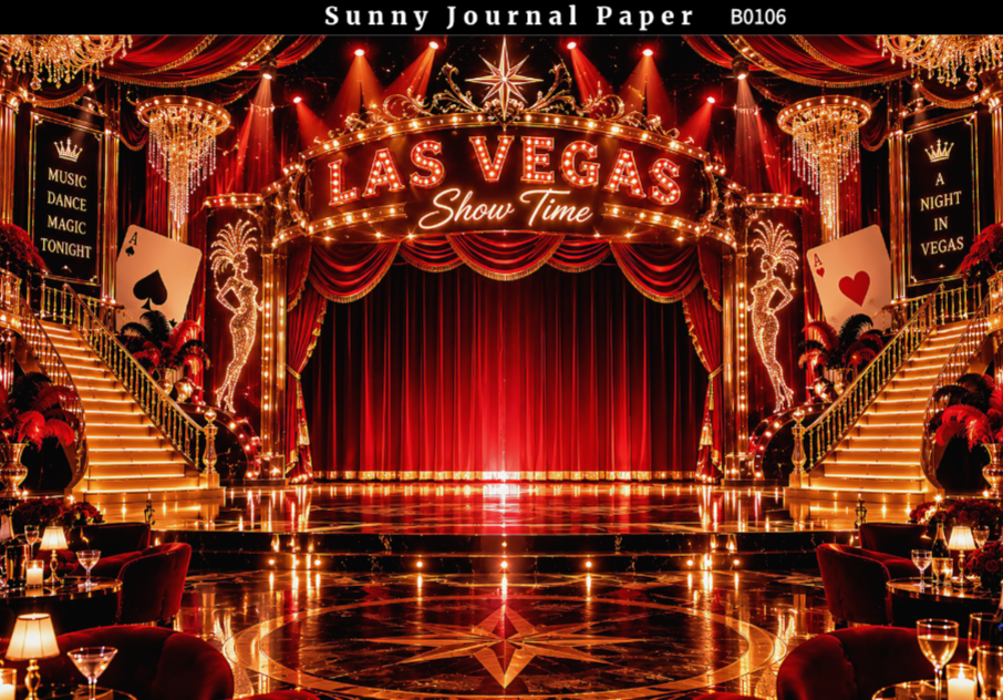 B0106-LAS VEGAS Nightscape Horizontal A5 paper 15pcs no repeat