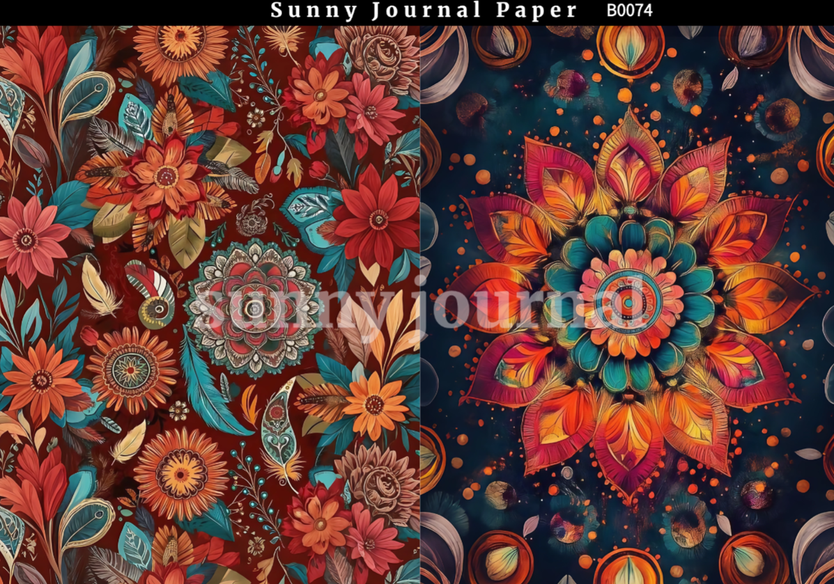B0074-Boho Style Paper A5 paper 10pcs no repeat