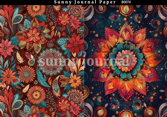 B0074-Boho Style Paper A5 paper 10pcs no repeat