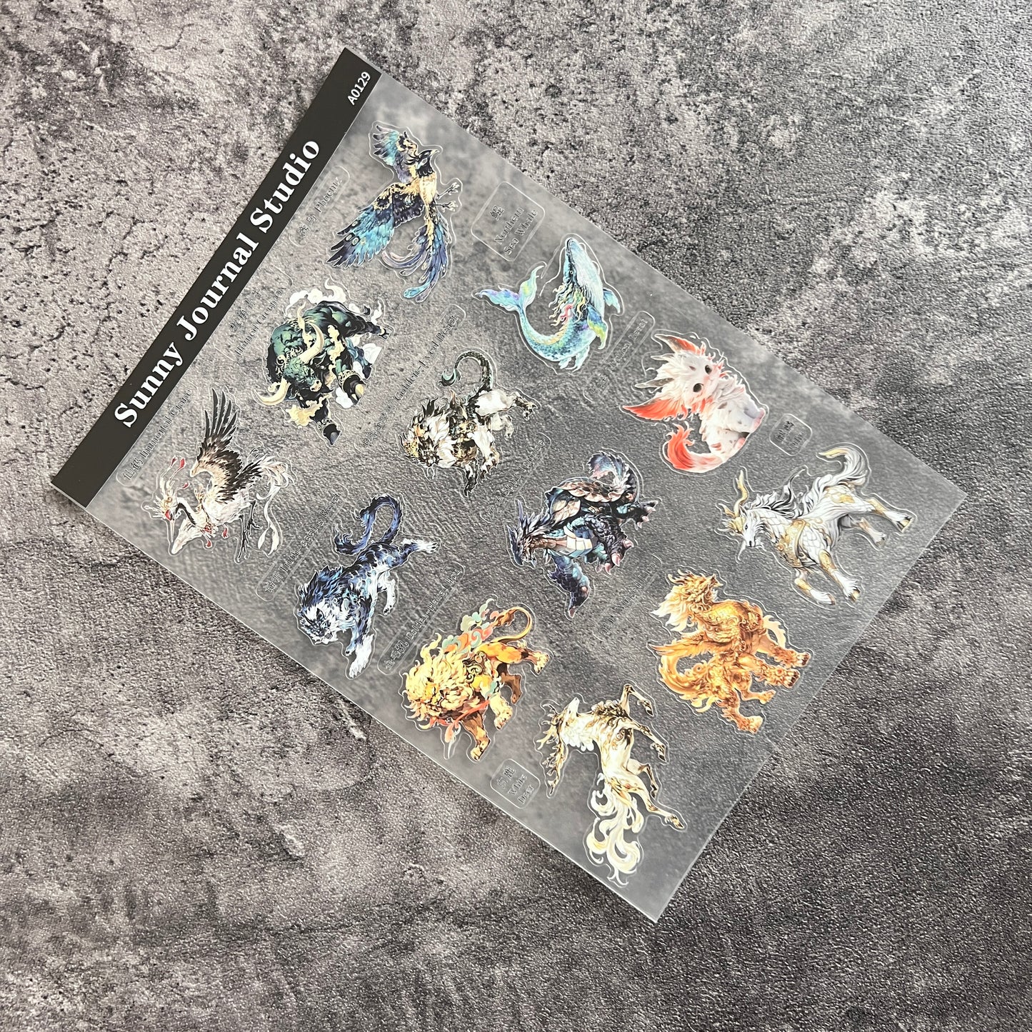A0129--Chinese Mythical Creatures From Shan Hai Jing PET Sticker 1 Pcs A5 Size