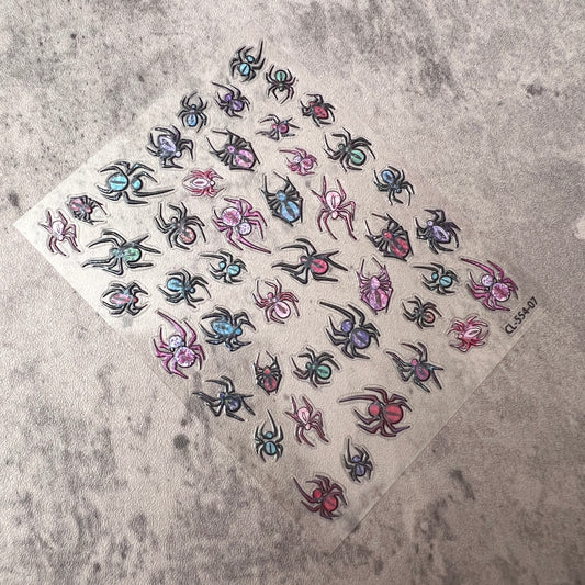 Halloween Spider Embossed Iridescent 3D Sticker