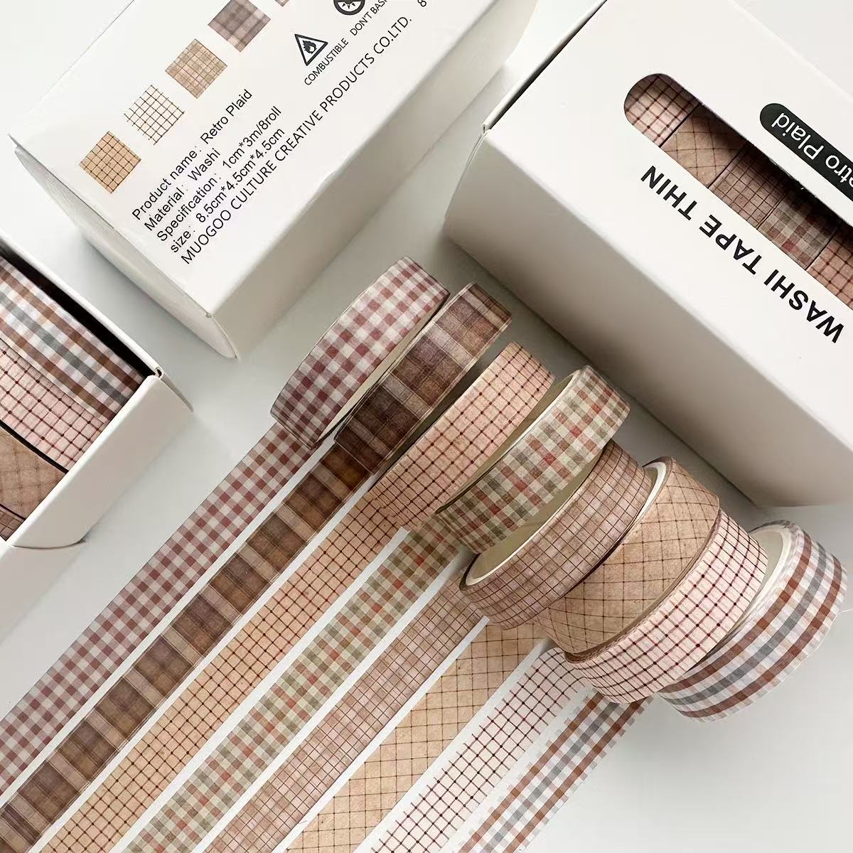 Washi Tape Set Vintage Brown Series 8 pcs rolls