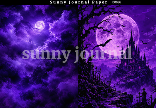 B0096-Halloween Weird Forest Background A5 paper 10pcs no repeat