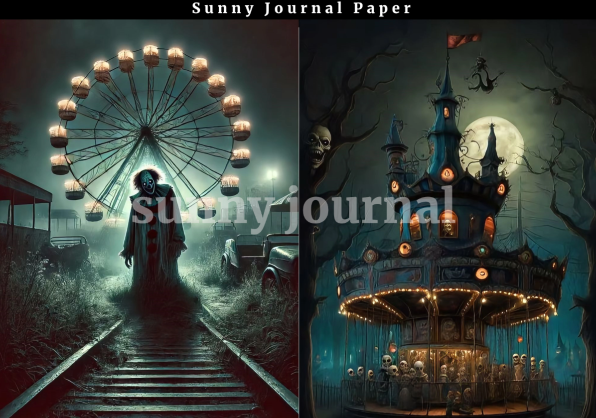 B0028- Horror Amusement Park A5 paper 10 pcs no repeat