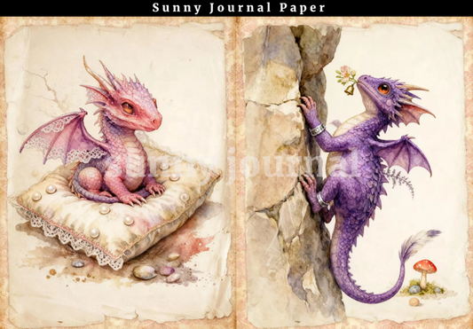 B0022-Vintage Dragon baby A5 paper no repeat