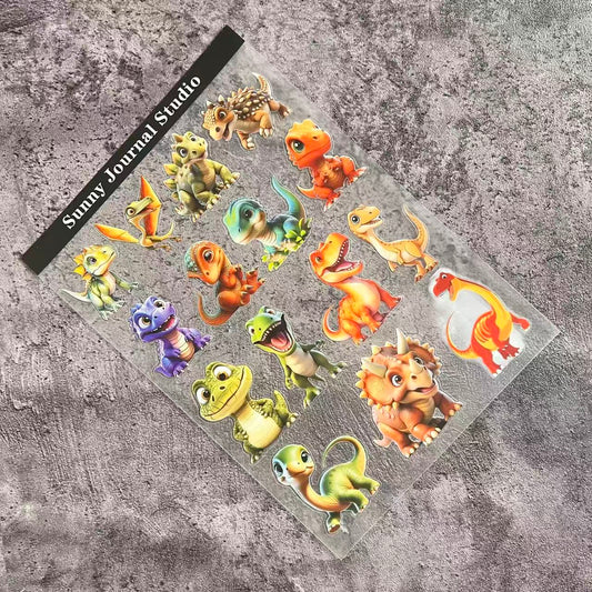 A0072--Cute Dinosaurs PET Sticker 1 Pcs A5 Size