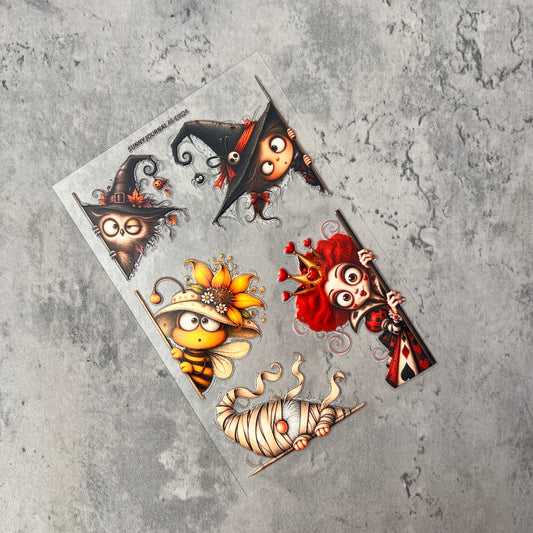 E0024--Creepy Cute Halloween Peekers 3D Embossed Sticker 1 Pcs A6 Size 10X15cm=4x6inch