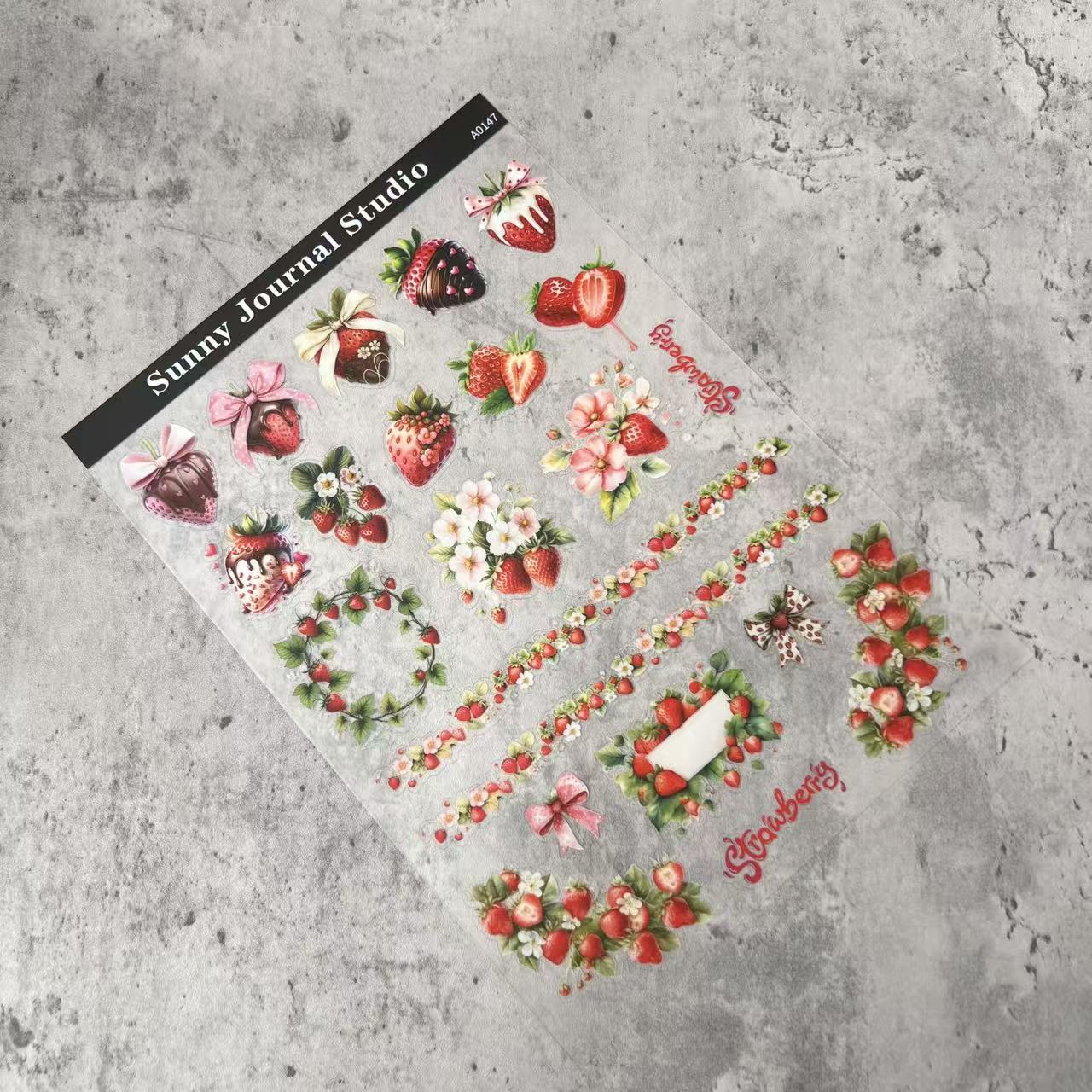 A0147--Strawbeey PET Sticker 1 Pcs A5 Size