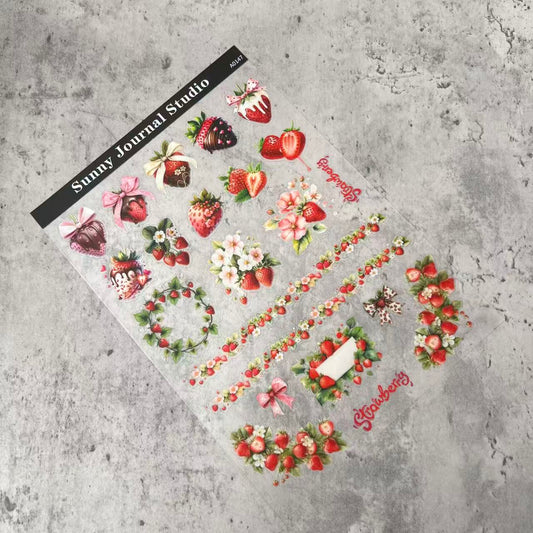 A0147--Strawbeey PET Sticker 1 Pcs A5 Size