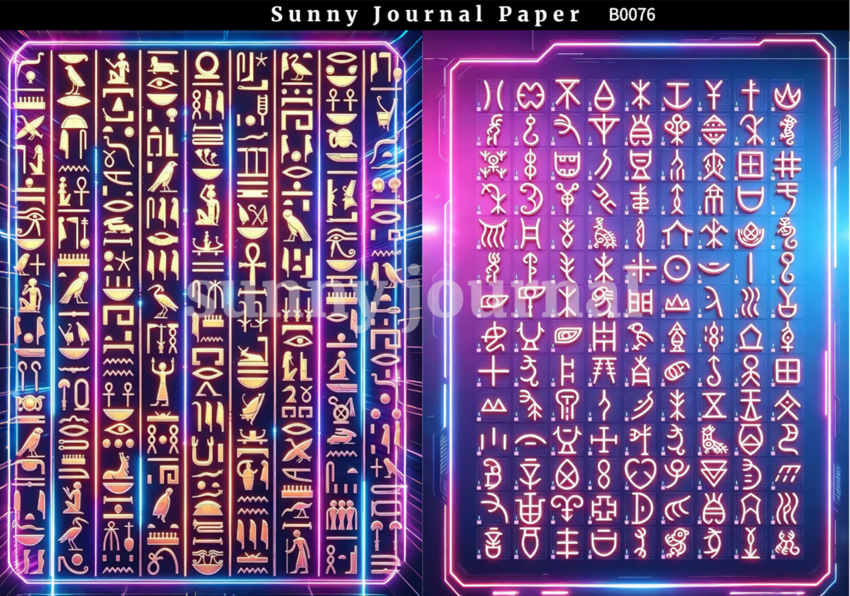 B0076- Ancient Hieroglyph & Oracle Bone Script Paper A5 paper 10pcs no repeat