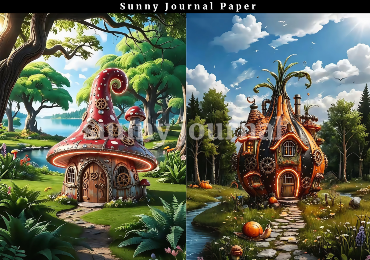 B0053-Steampunk Fruit House A5 paper 10pcs no repeat