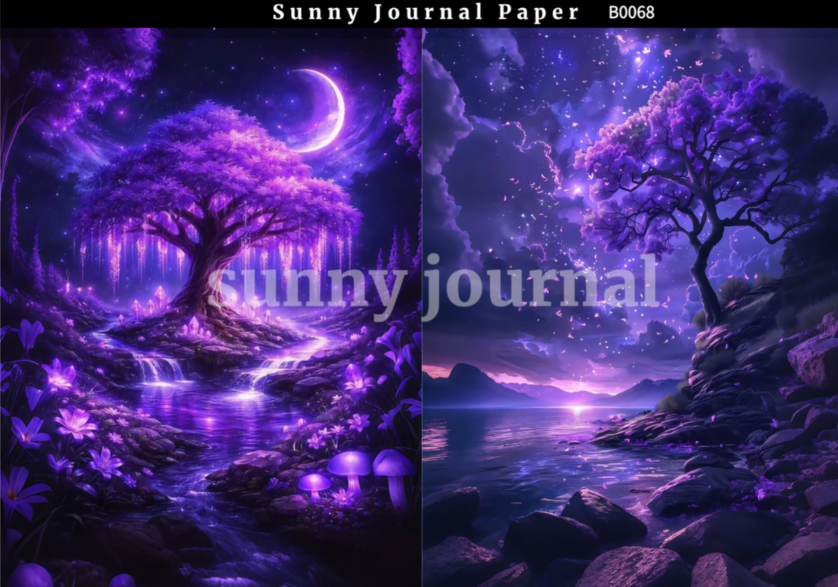 B0068-Purple Magic Style Paper A5 paper 10pcs no repeat