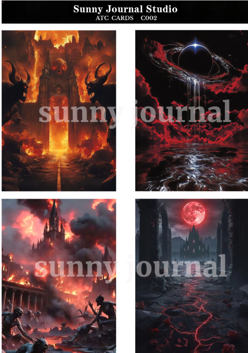 C002-Gothic ATC Card 20 iamges/5pcs 300GSM Paper Card / Self-cut Required