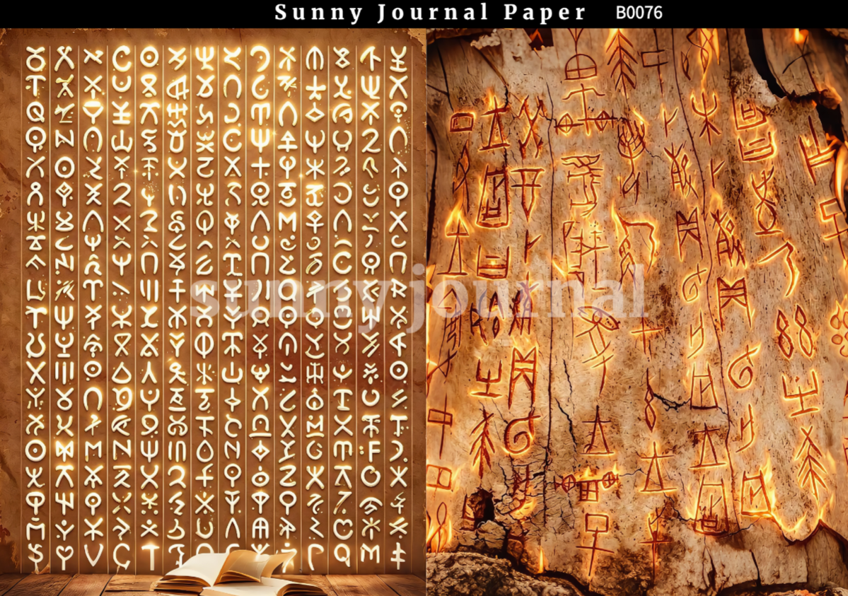 B0076- Ancient Hieroglyph & Oracle Bone Script Paper A5 paper 10pcs no repeat