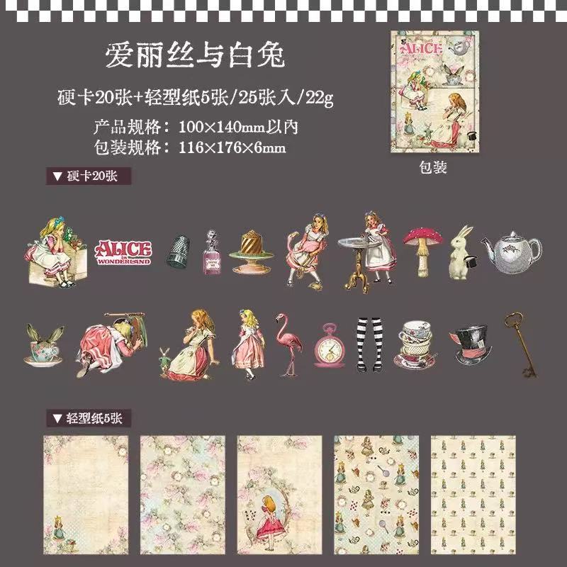 Alice in Wonderland Sticker and Paper Pack 4 design