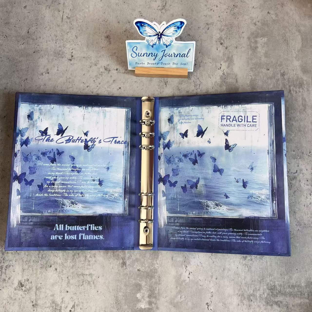Sunny Pick--A5 Blue Butterfly Binder Storage Album (ONLY OUTER)