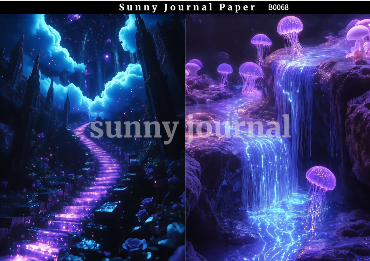 B0068-Purple Magic Style Paper A5 paper 10pcs no repeat