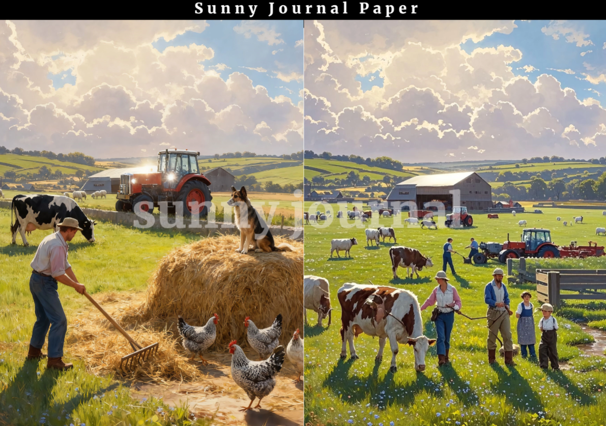 B0027-Autumn Harvest Farm 20 images A5 paper no repeat