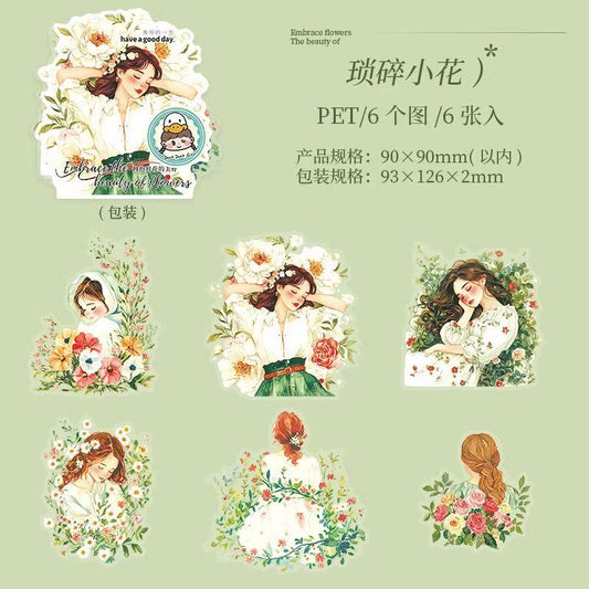Embrace the Flower Girls PET Stickers 6 Sheets Per Pack