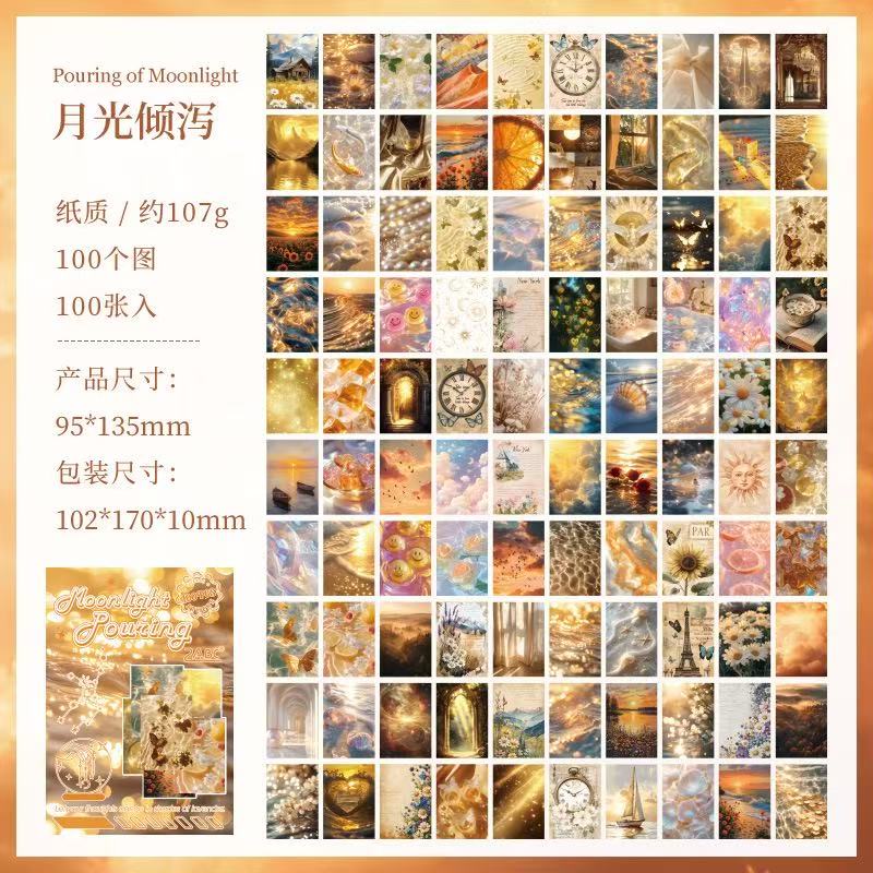Star‑Moon Series, 100 Sheets, Large‑Capacity Tear‑Off Collage Base Paper