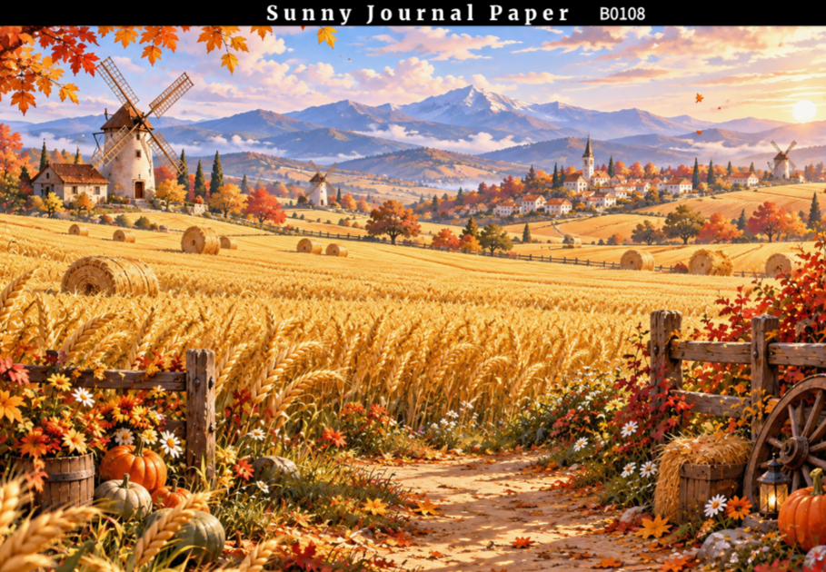 B0108-Autumn Scenery Horizontal A5 paper 10pcs no repeat