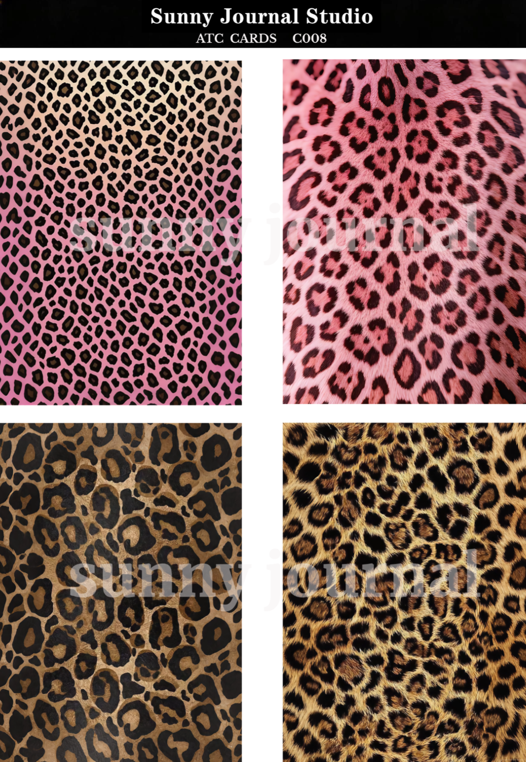 C008-Animals Texture ATC Cards 20 iamges 300GSM Paper Card / Self-cut Required