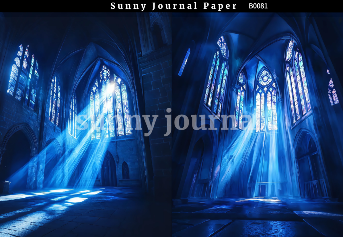 B0081-Black& Blue Gothic Aesthetics A5 paper 10pcs no repeat