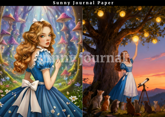B0056- Fairy Alice in Wonderland Paper A5 paper 15pcs no repeat