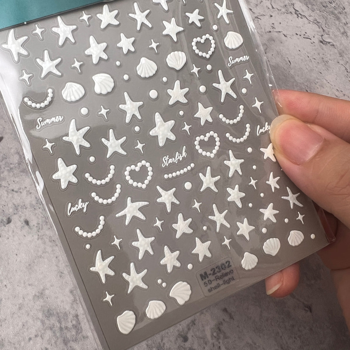 Mini Iridescent Ocean Seashell/JellyFish/Seastar Embossed 3D Sticker