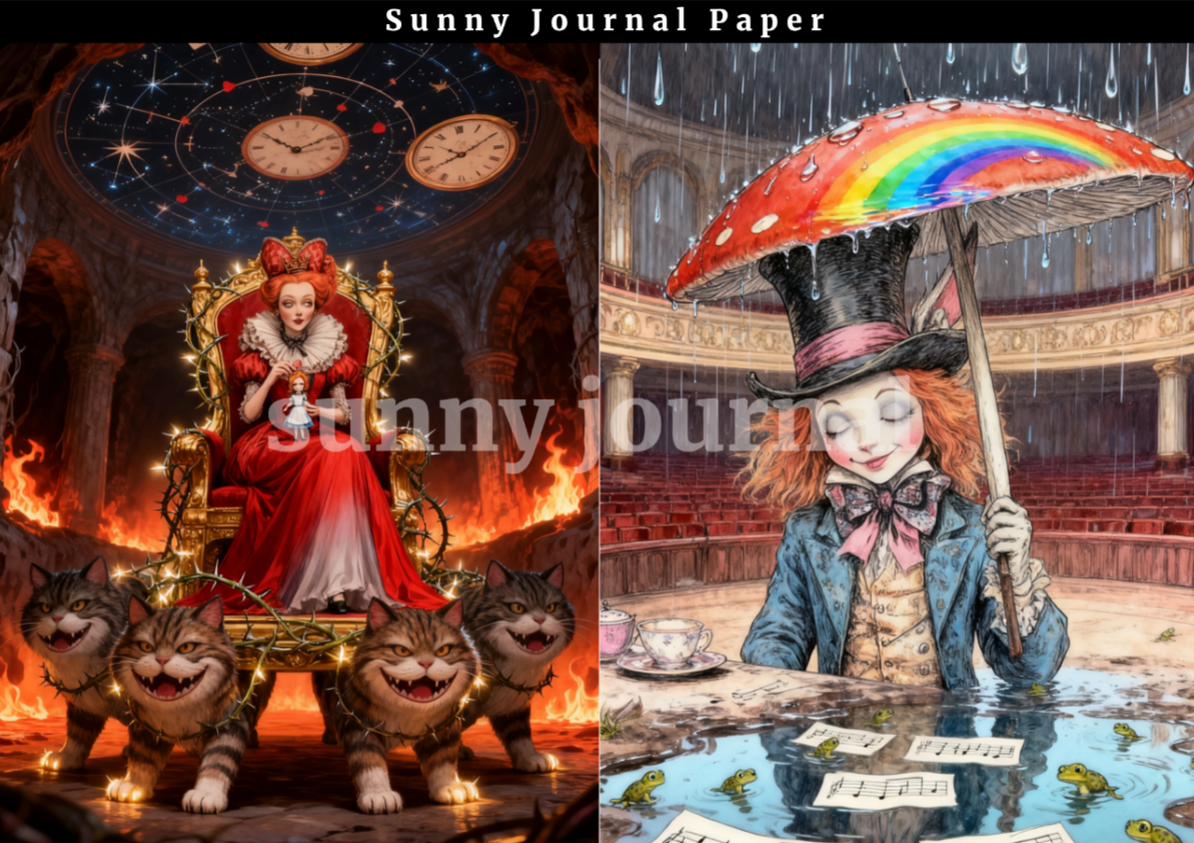 B0056- Fairy Alice in Wonderland Paper A5 paper 15pcs no repeat