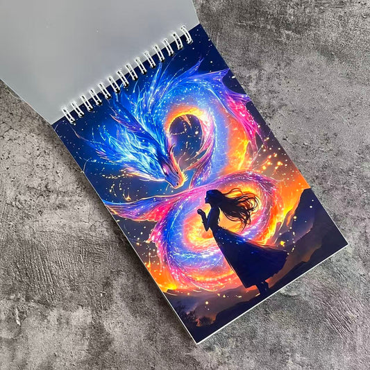 Colorful Dragon Girl A5 Spiral Journal Paper Books  (60 blank pages,Double-Sided Protective)