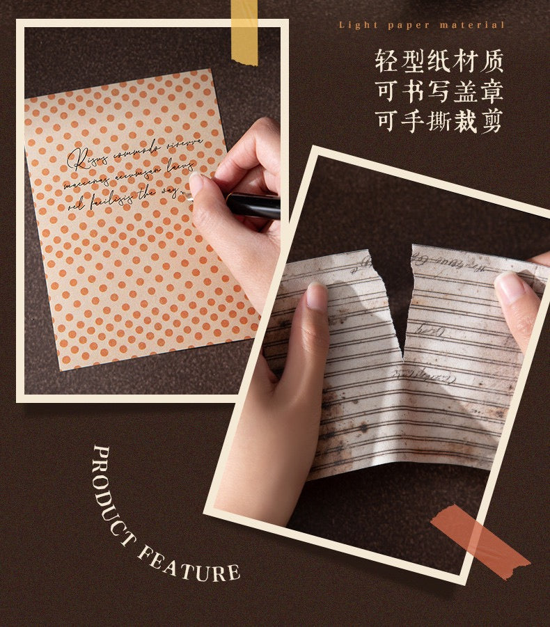 Time‑Woven Texture Striped Coffee‑Stain Journal Background Paper 30 Sheets Per Pack
