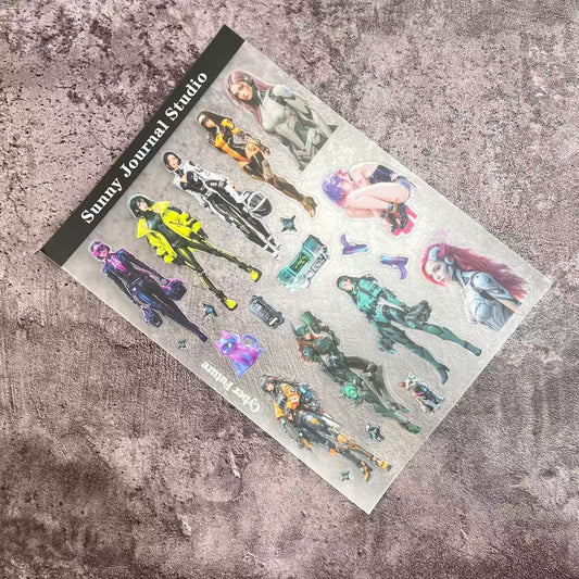 A0088--Cyber Girls PET Sticker 1 Pcs A5 Size