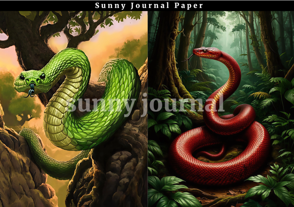 B0026- Colorful Snake A5 paper 10PCS no repeat