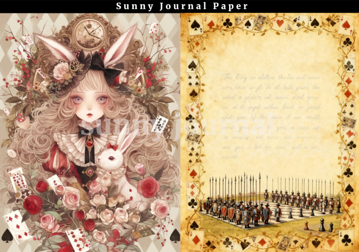 B0055-Vertical Alice Writing Paper A5 paper 15pcs no repeat