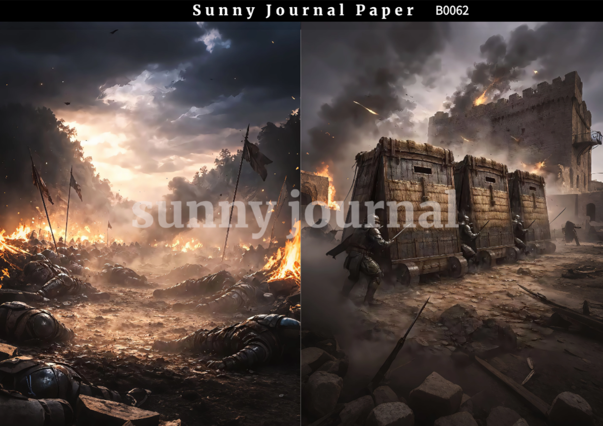 B0062-Medieval fantasy warfare Paper A5 paper 10pcs no repeat