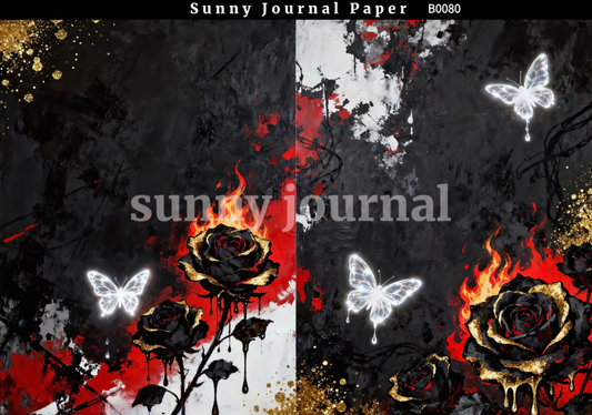 B0080-Black& Red Gothic Aesthetics A5 paper 10pcs no repeat