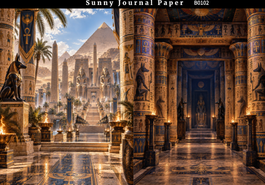 B0102--Ancient Egyptian Palace A5 paper 10pcs no repeat